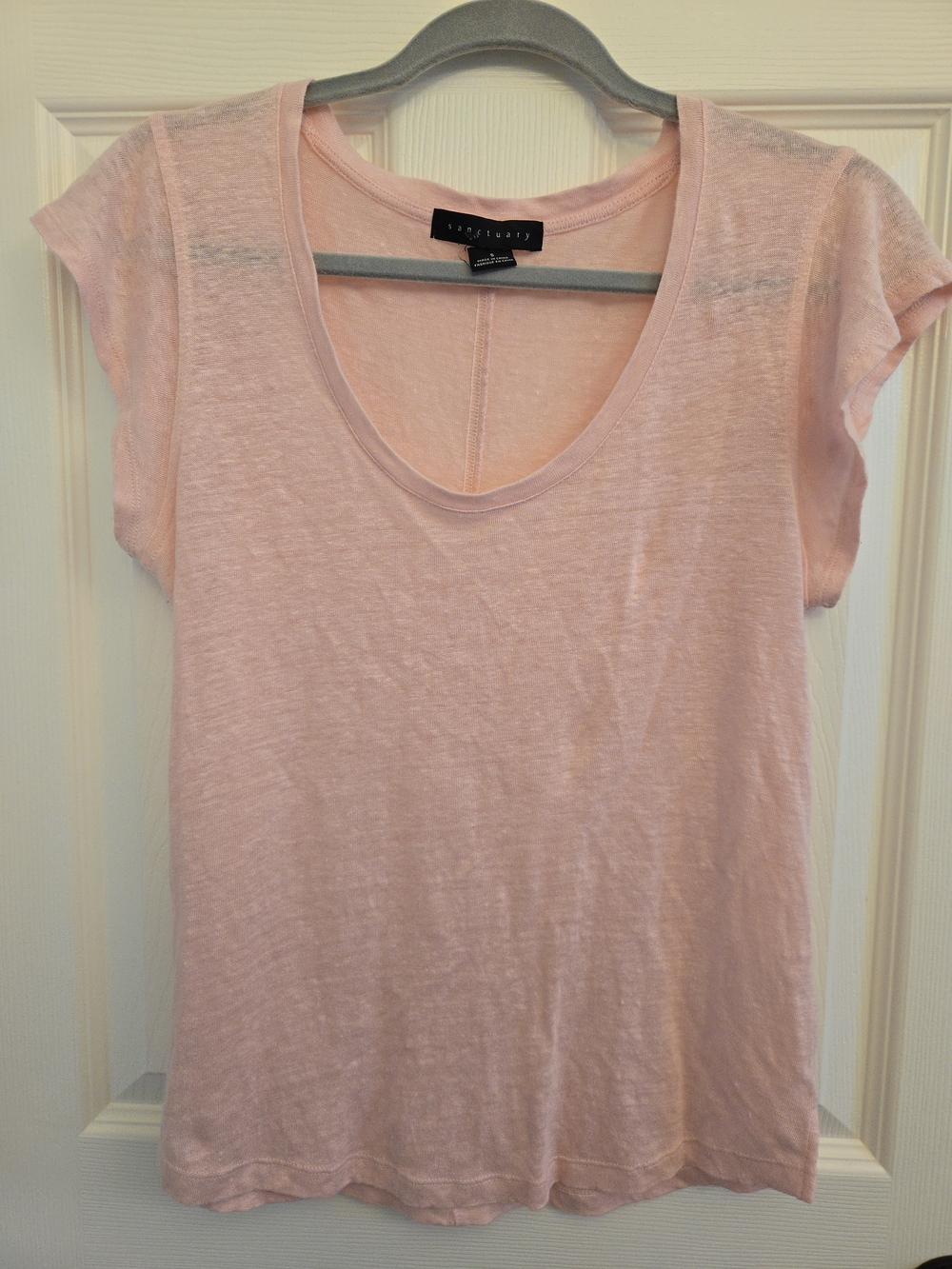 Linen Blush Pink Sanctuary Scoop Neck Short Sleeve Tee, Summer, Classic, Sz. S